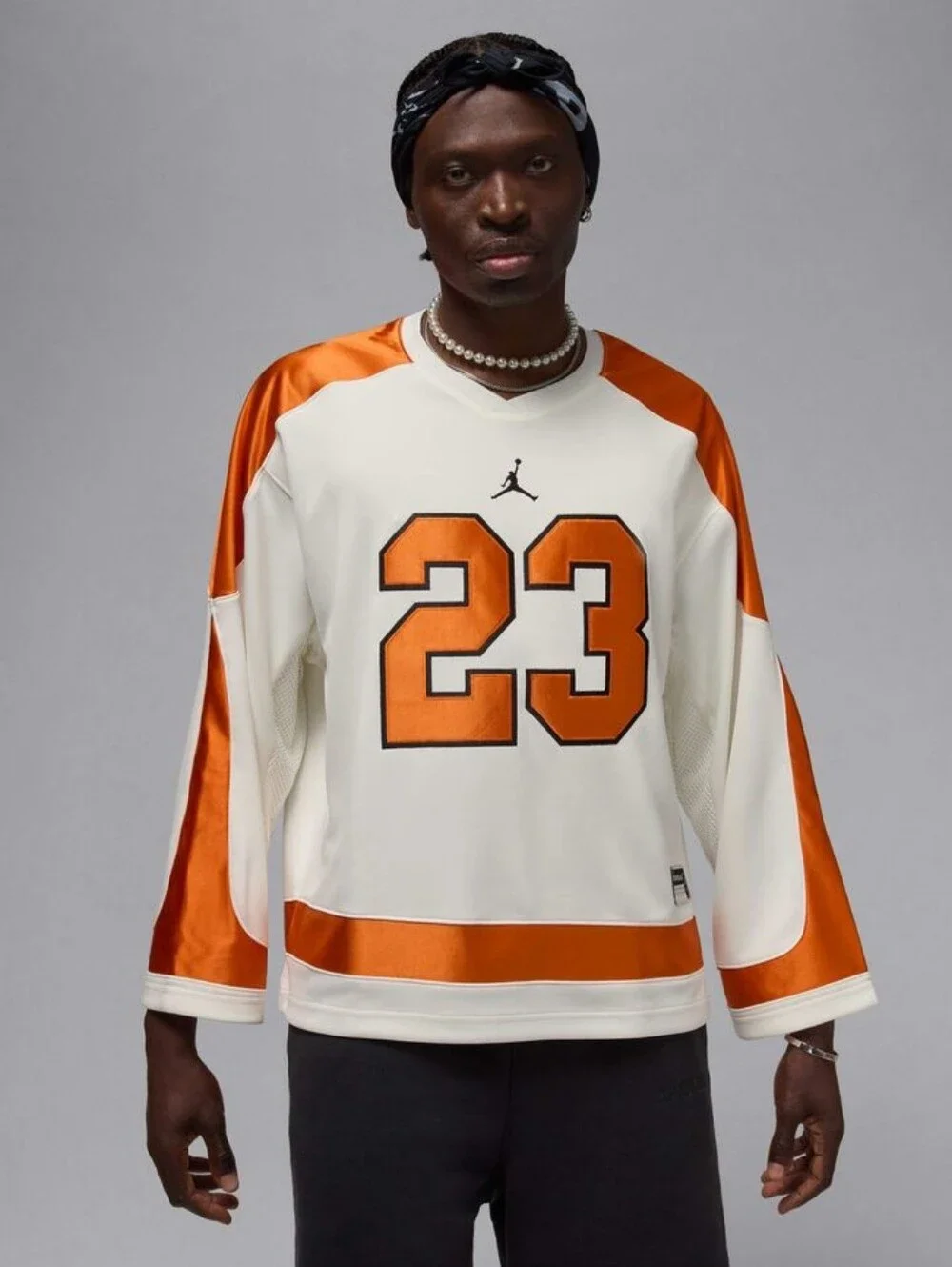 Men's Air Jordan MJ Collegiate Hockey Jersey 'Sail/Starfish/Black'